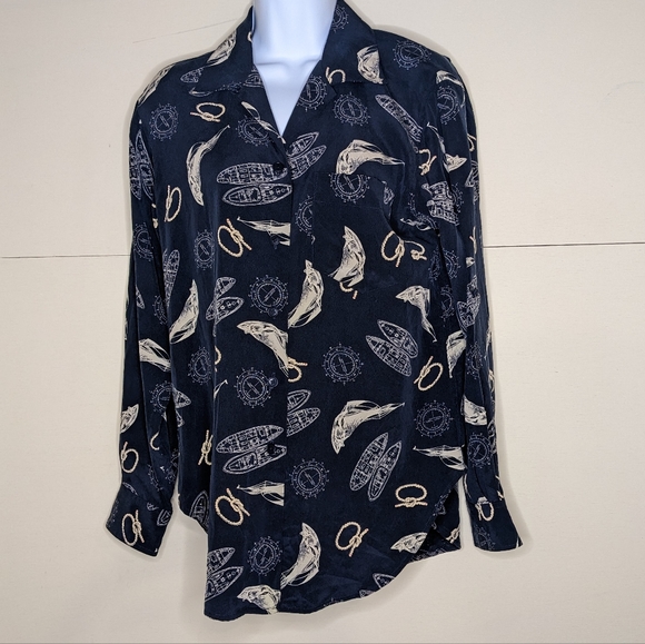 Lauren Ralph Lauren Tops Lauren Ralph Lauren Womens Silk Button